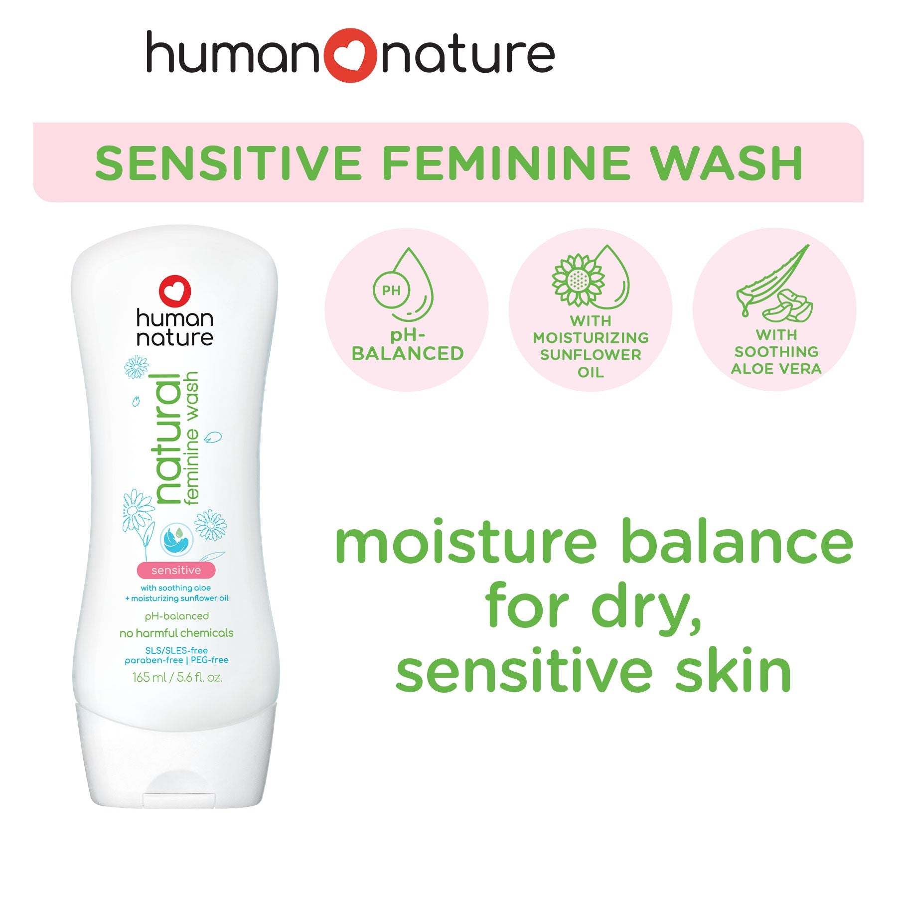 HUMAN NATURE Natural Feminine Wash (Sensitive) 165ml