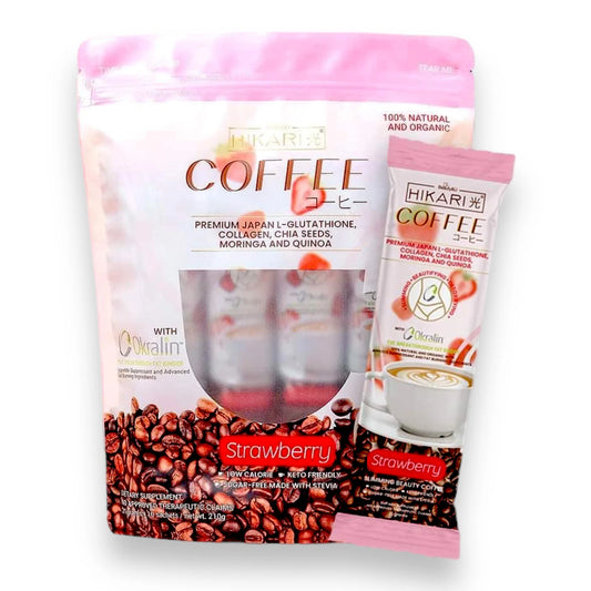 Hikari Premium Japan Coffee Strawberry (L-Glutathione, Collagen, Chia Seeds, Moringa and Quinoa) 10 Sachet