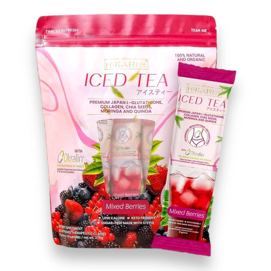 Hikari Premium Japan Iced Tea Mixed Berries (L-Glutathione, Collagen, Chia Seeds, Moringa and Quinoa) 10 Sachet