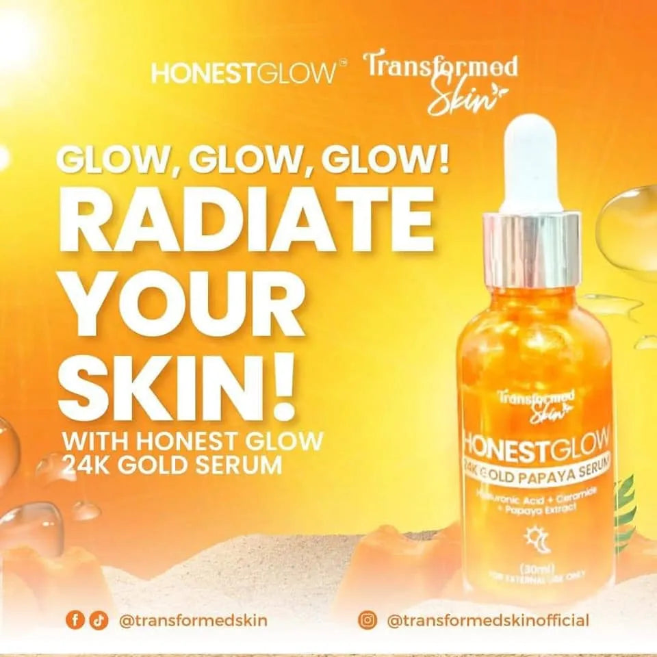 Honest Glow 24K Gold Papaya Serum 50g by Transformed Skin