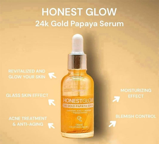 Honest Glow 24K Gold Papaya Serum 50g by Transformed Skin