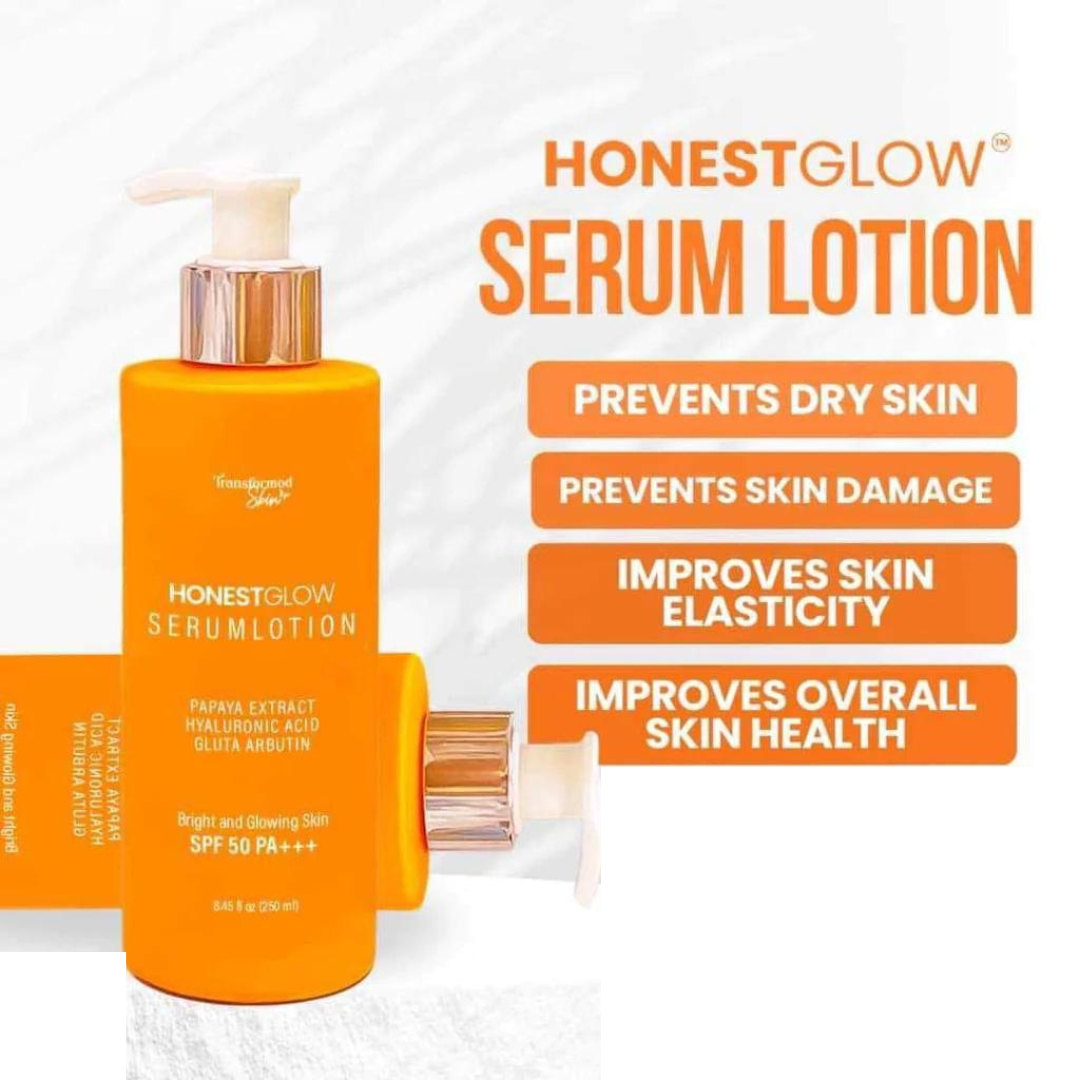 Honest Glow Bright and Glow Skin Serum Lotion (SPF50 PA+++) by Transformed Skin 250mL