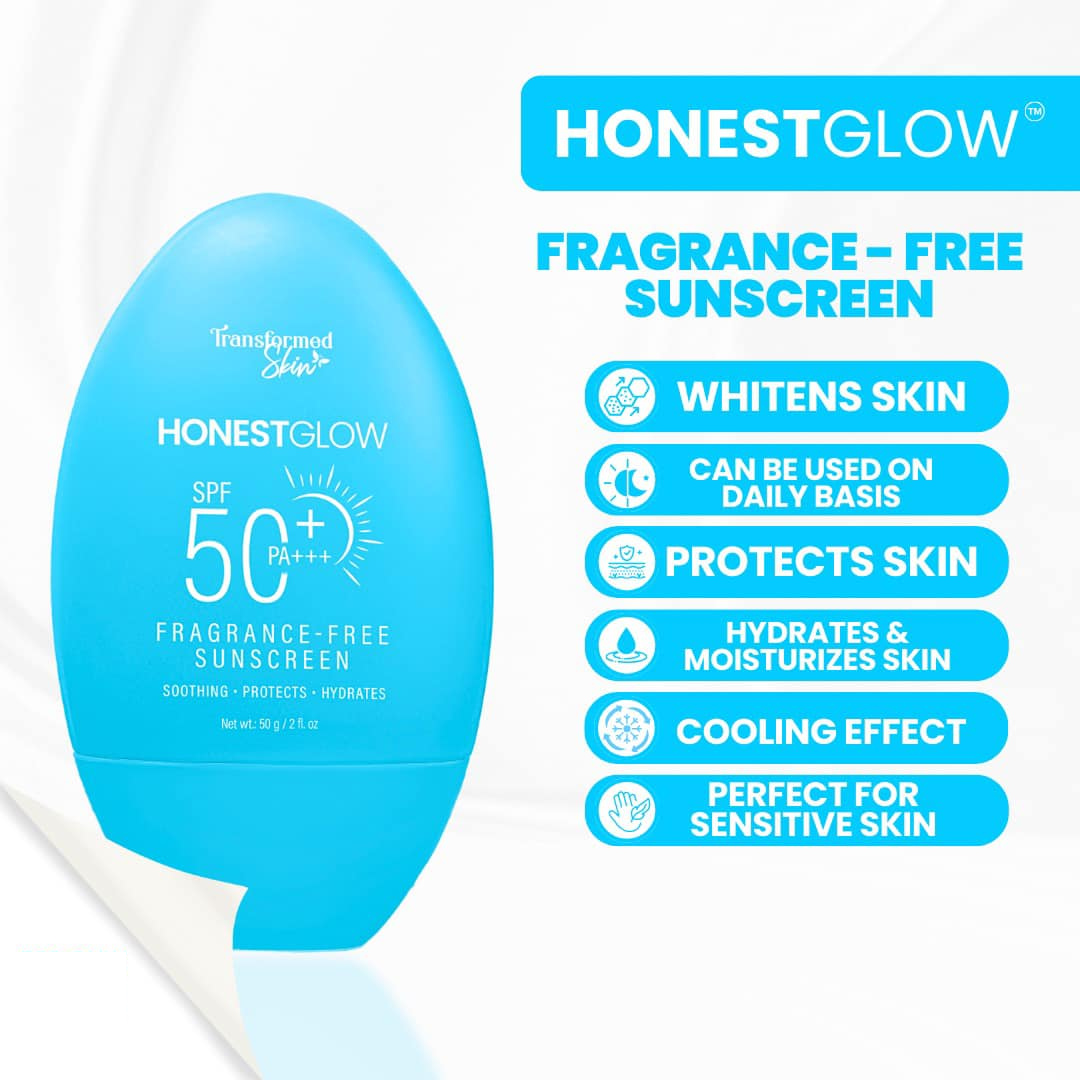 Honest Glow Fragrance-Free Sunscreen (SPF 50 PA+++) by Transformed Skin 50g