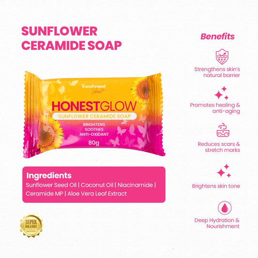 Honest Glow Sunflower Ceramide Soap by Transformed Skin 80g