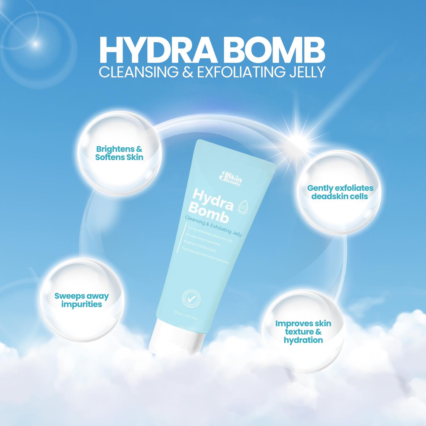 J Skin Beauty Hydra Bomb Cleansing & Exfoliating Jelly 75ml