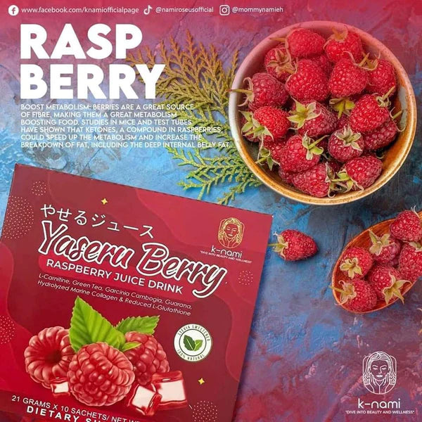 K-Nami Yaseru Berry Raspberry Juice Drink (Glutathione, Collagen, Slimming) 10 Sachets