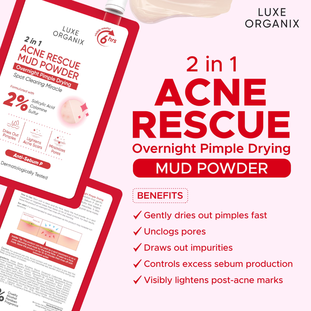 LUXE ORGANIX 2in1 Acne Recue Mud Powder 9g