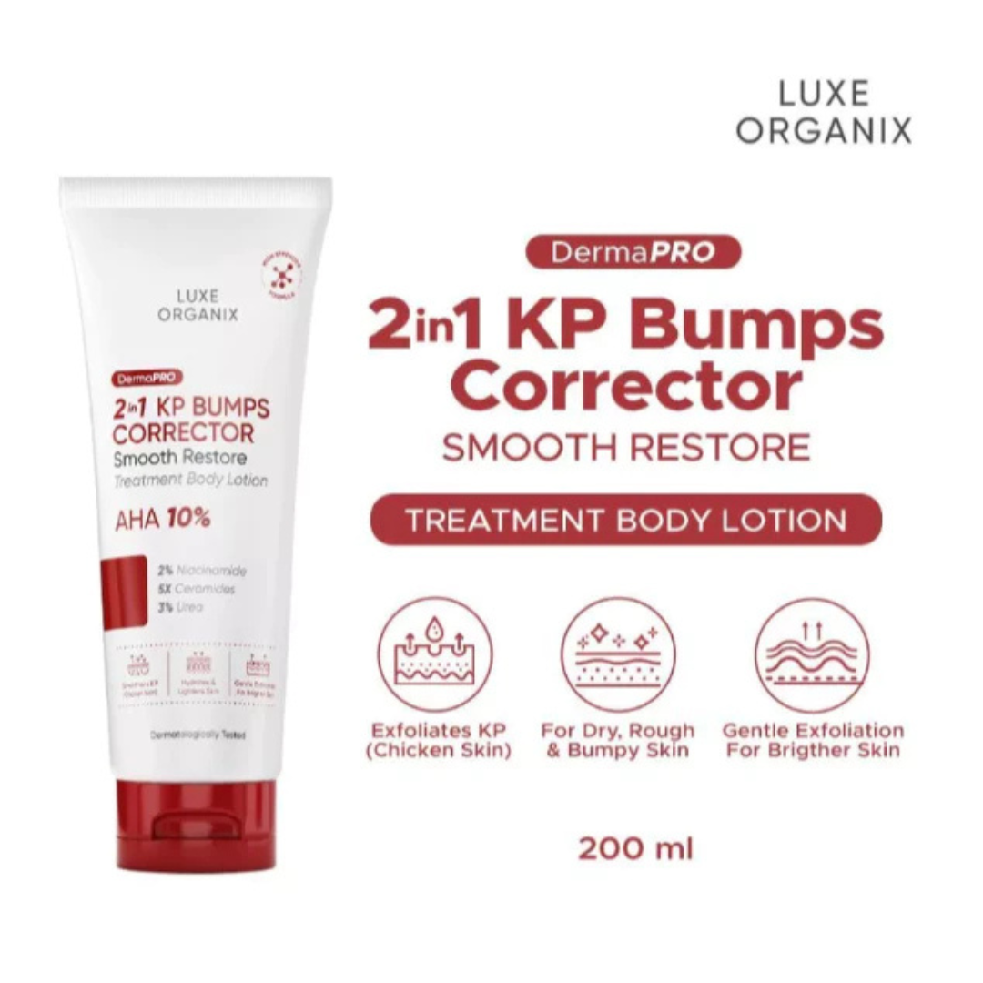 LUXE ORGANIX DERMAPRO 2in1 KP Bumps Corrector Treatment Body Lotion (Smooth Restore + AHA 10%) 200ml