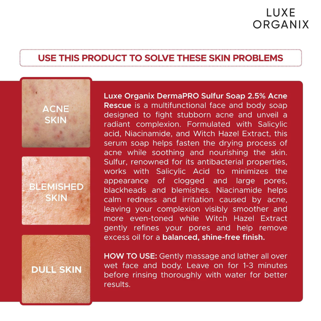 LUXE ORGANIX DermaPRO Sulfur Soap 2.5% 80g