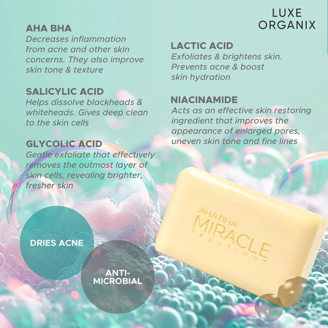 LUXE ORGANIX Miracle Solutions Face & Body Soap (Acne Derm+) 135g