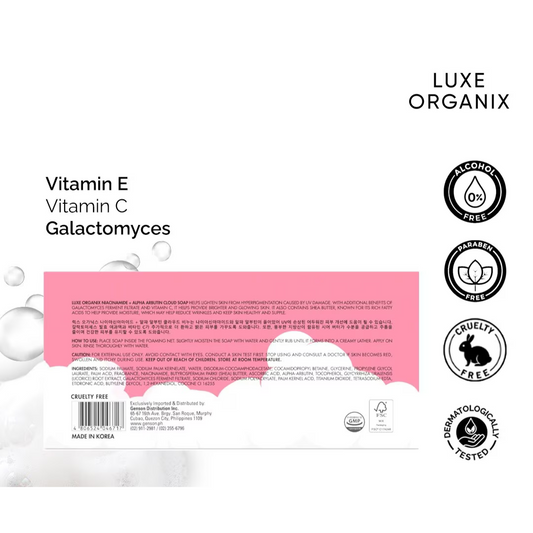 LUXE ORGANIX Niacinamide + Alpha Arbutin Cloud Soap 3 x 80g Pack