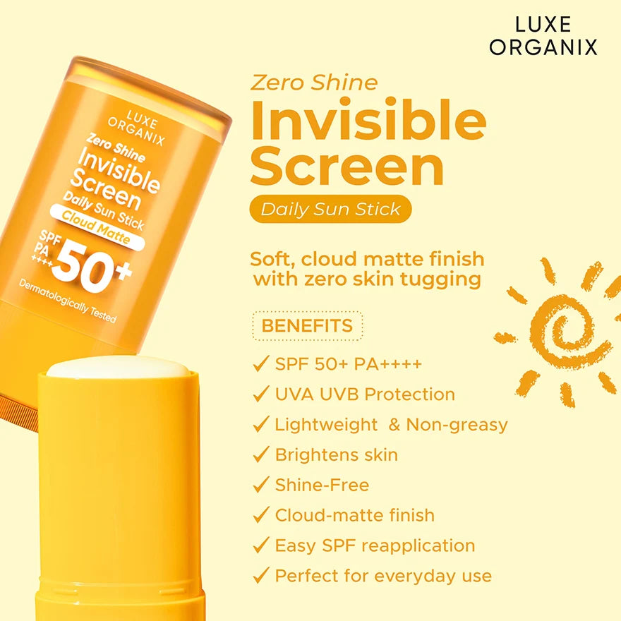 LUXE ORGANIX Zero Shine Invisible Screen Daily Sun Stick (SPF100+ PA++++) 17g