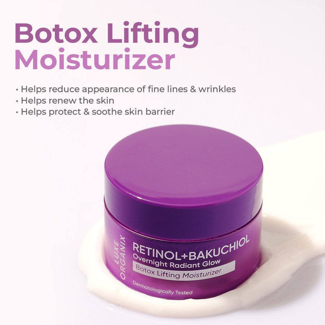 LUXE ORGANIX Overnight Radiant Glow Botox Lifting Moisturizer (Retinol + Bakuchiol) 50g