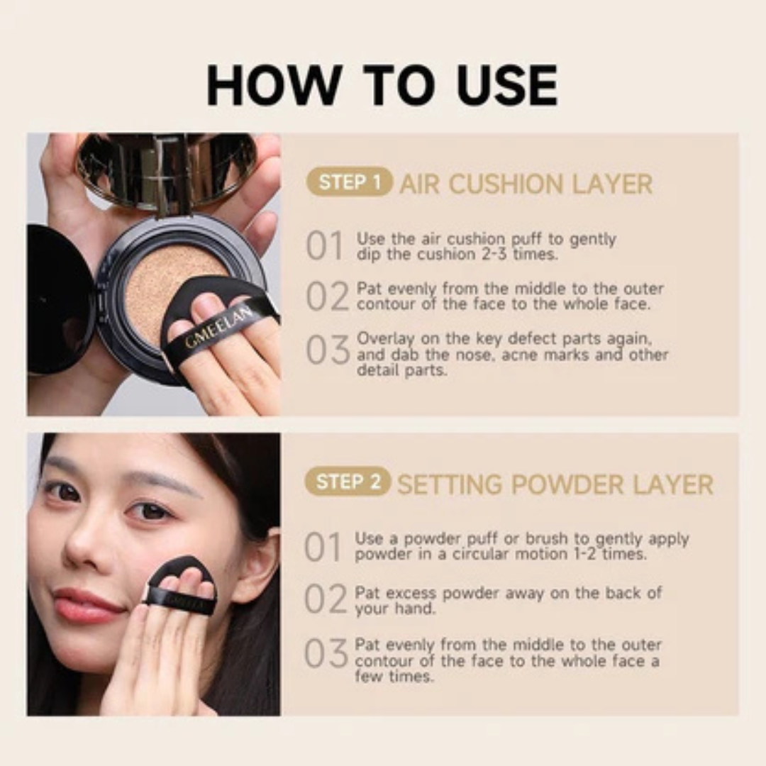 GMEELAN Black Truffle (Zinc PCA Anti-Oxidant) Air Cushion - Net Wt. 7g + 10g | Choose Shade