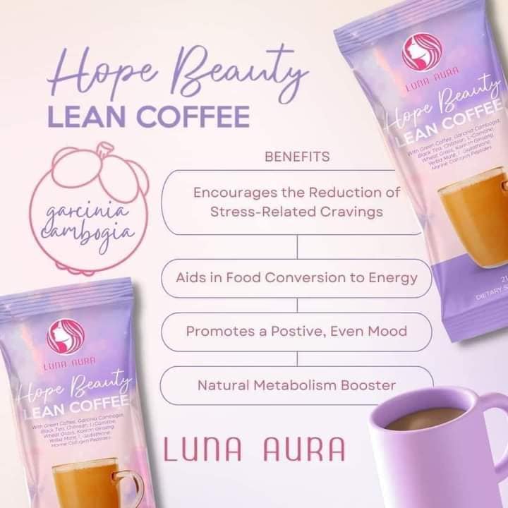 Luna Aura Hope Beauty Lean Coffee (Glutathione, Collage, Slimming ) 10 Sachets