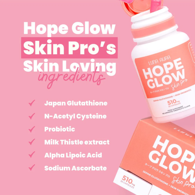 Luna Aura Hope Skin Pro (Japan Glutathione + Skin Probiotic) 510mg  30 Capsules