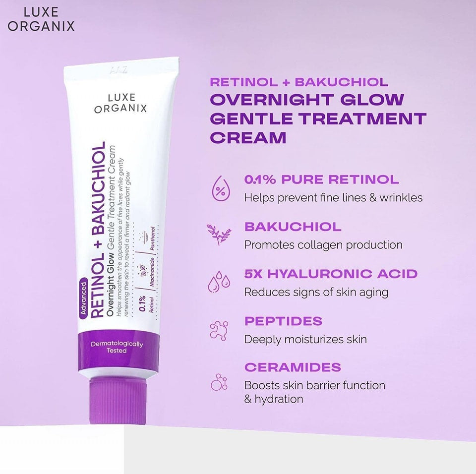 Luxe Organix Retinol + Bakuchiol Gentle Glow Treatment Cream 30g