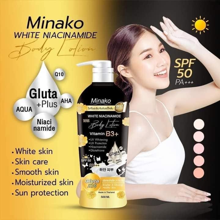 MINAKO Body Lotion (Niacinamide + Glutathione, SPF50 PA+++) 500ml