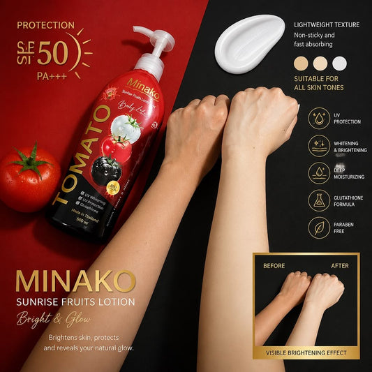 MINAKO Body Lotion (Tomato + Glutathione, SPF50 PA+++) 500ml