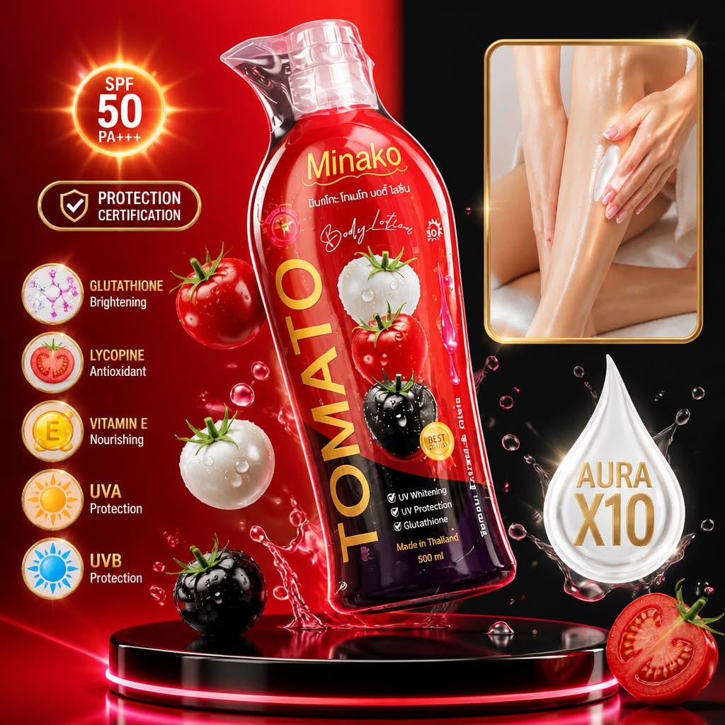 MINAKO Body Lotion (Tomato + Glutathione, SPF50 PA+++) 500ml