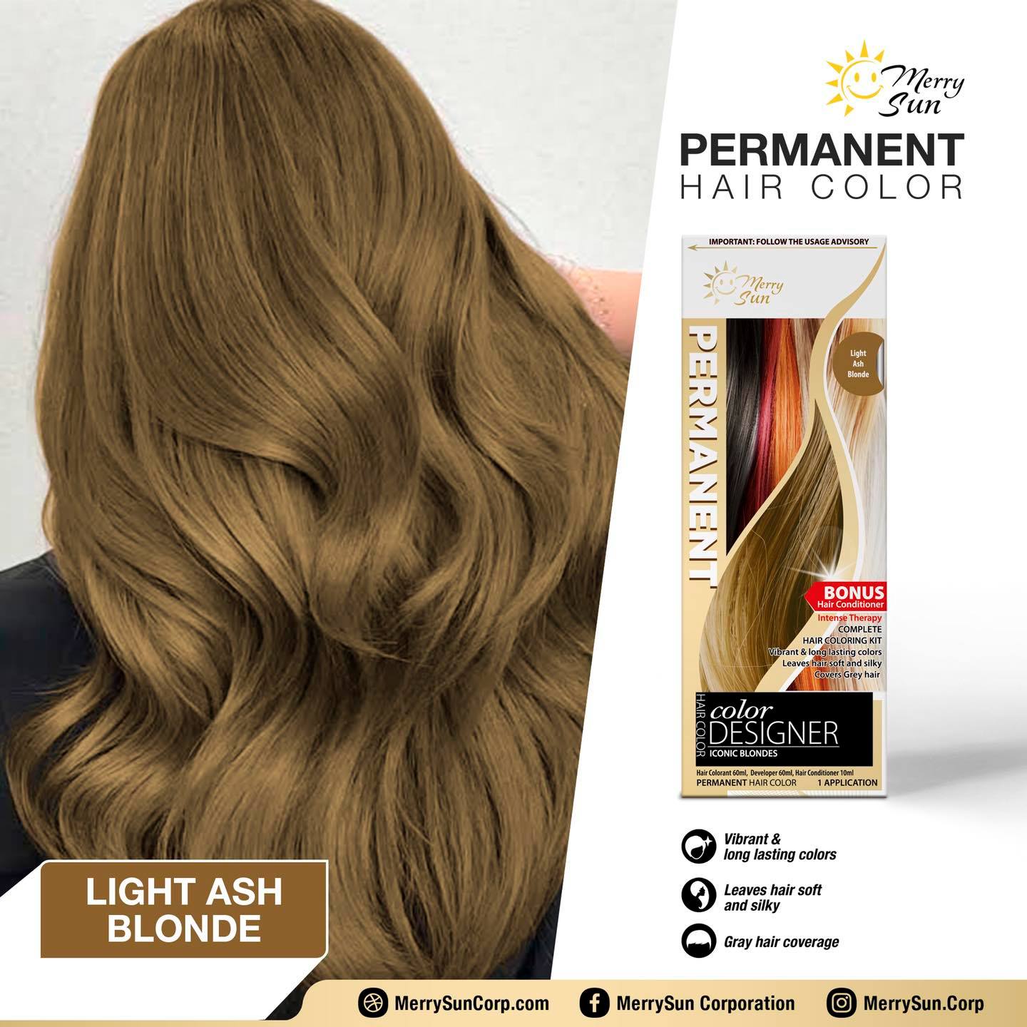 Merry Sun Permanent Hair Color - Light Ash Blonde