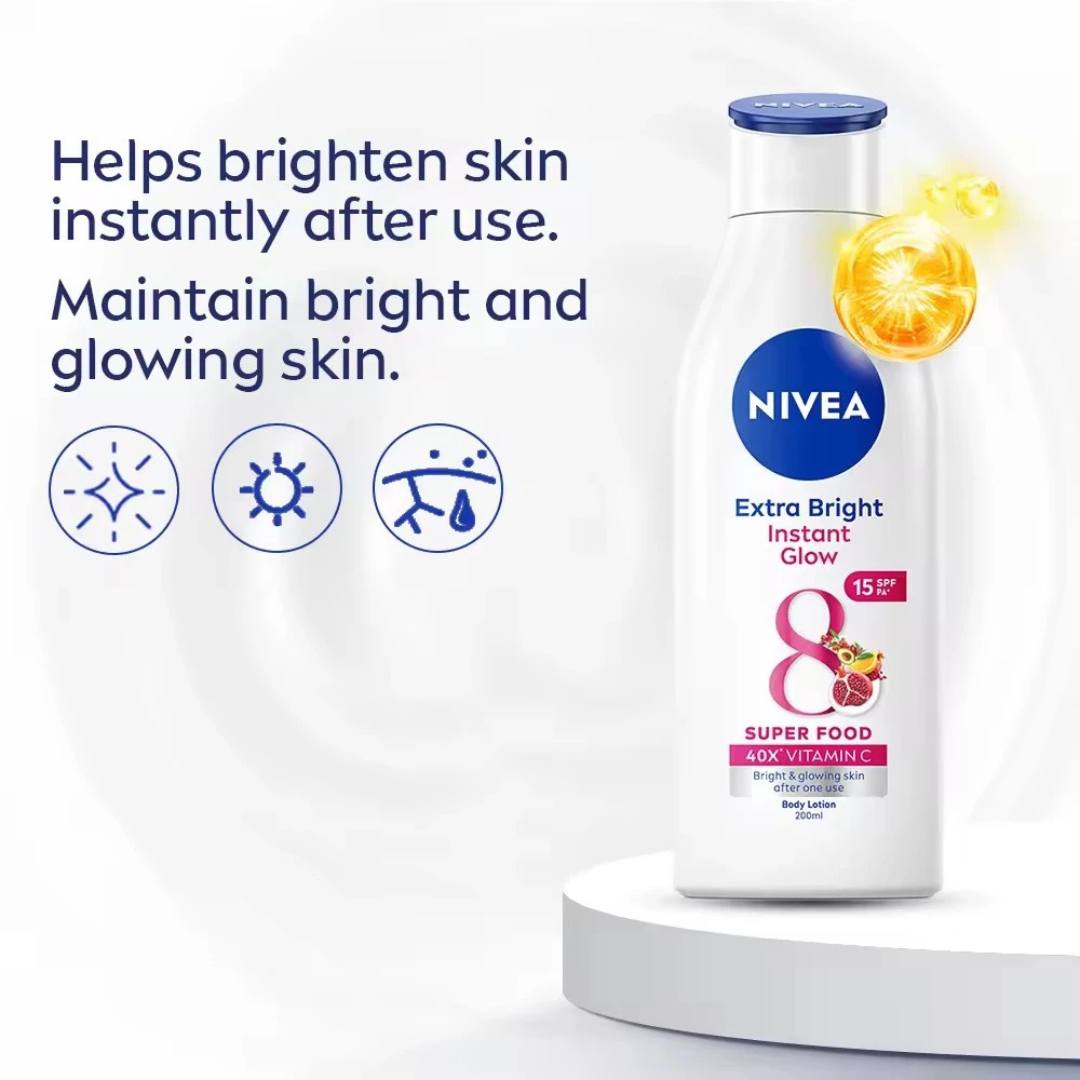 NIVEA Extra Bright Body Lotion (Instant Glow, SPF15 PA+) 200ml