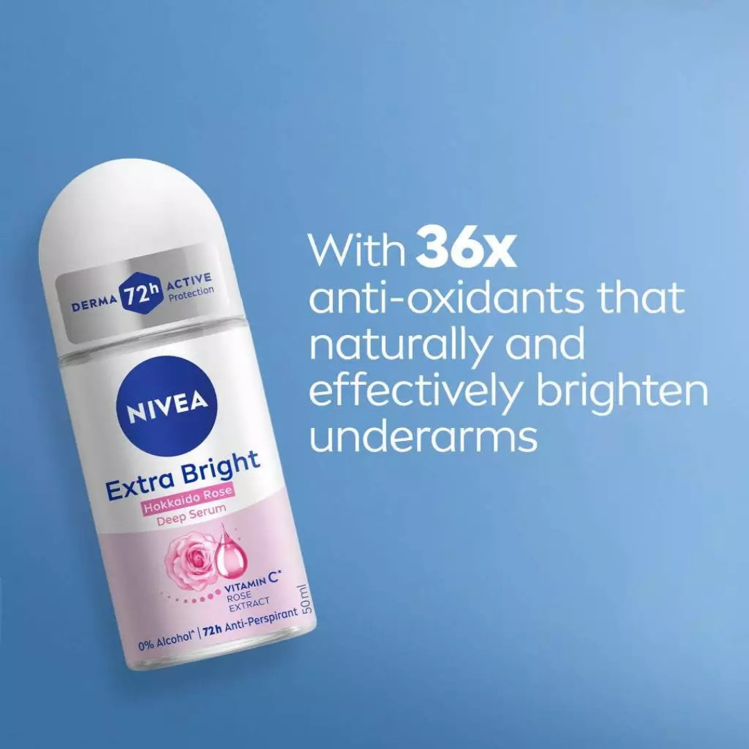 NIVEA Extra Bright Deep Serum Deodorant Roll-on (Hokkaido Rose) 50ml
