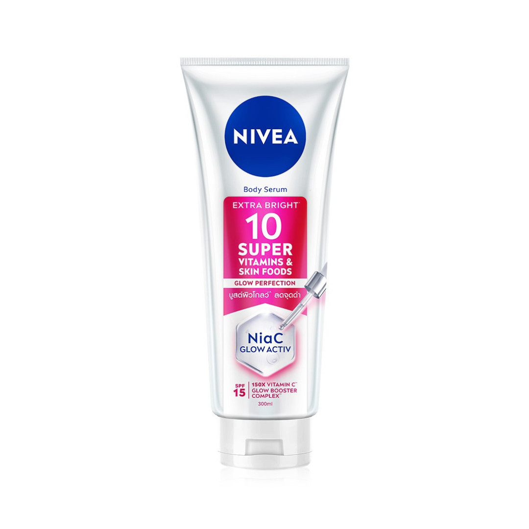 NIVEA Extra Bright Body Serum SPF15 (10 Super Vitamins & Skin Foods + Glow Perfection) 300ml
