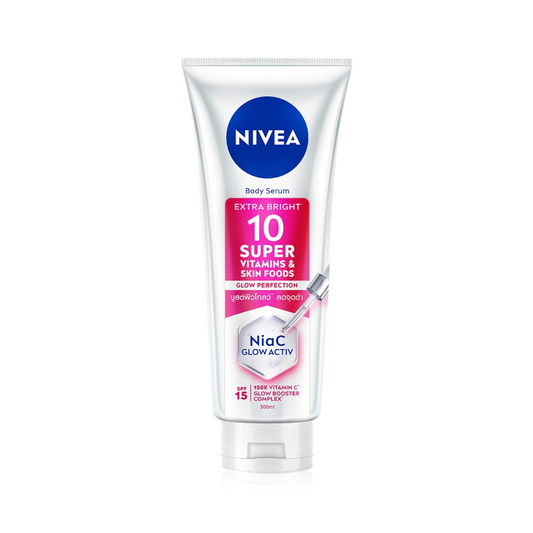 NIVEA Extra Bright Body Serum SPF15 (10 Super Vitamins & Skin Foods + Glow Perfection) 300ml