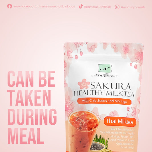 Namiroseus Sakura Healthy Thai Milktea (Chia Seed & Moringa) 210g - 10 Sachets