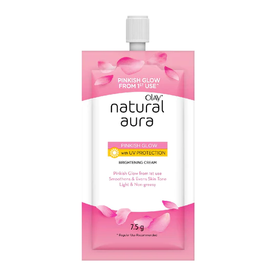 Olay Natural Aura (Pinkish Glow with UV Protection) Brightening Cream | 7.5g Sachet