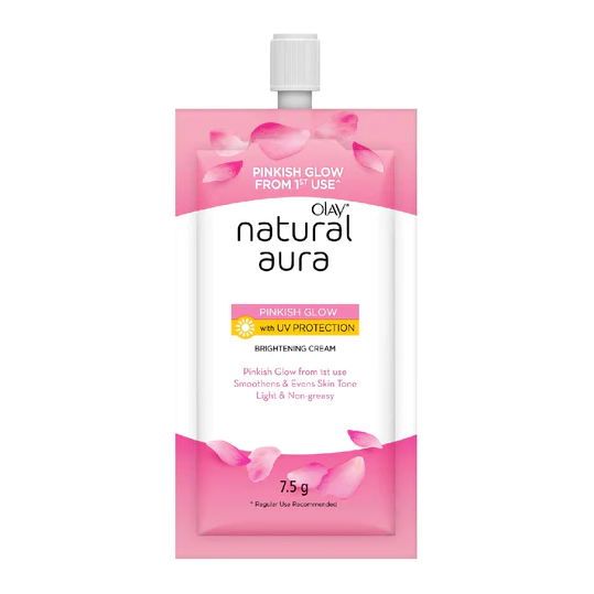 OlayNaturalAura_PinkishGlowwithUVProtection_BrighteningCream7.5gSachet resealable