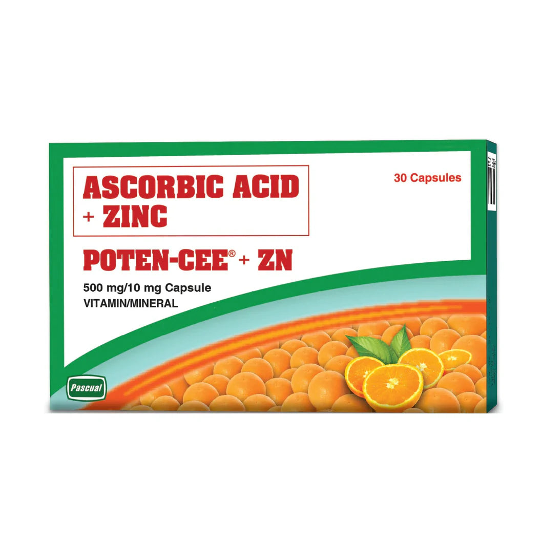 POTENCEE Ascorbic Acid + Zinc 500mg/10mg (30 Capsules)