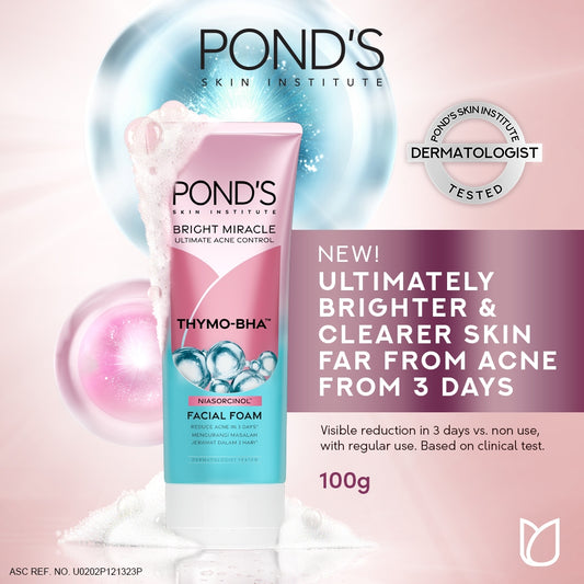 Pond's Bright Miracle Ultimate Acne Control Thymo-BHA (Niasorcinol) Facial Foal 100g