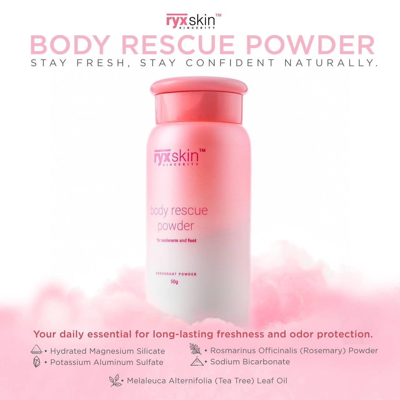 RYXSKIN Body Rescue Deodorant Powder 50g