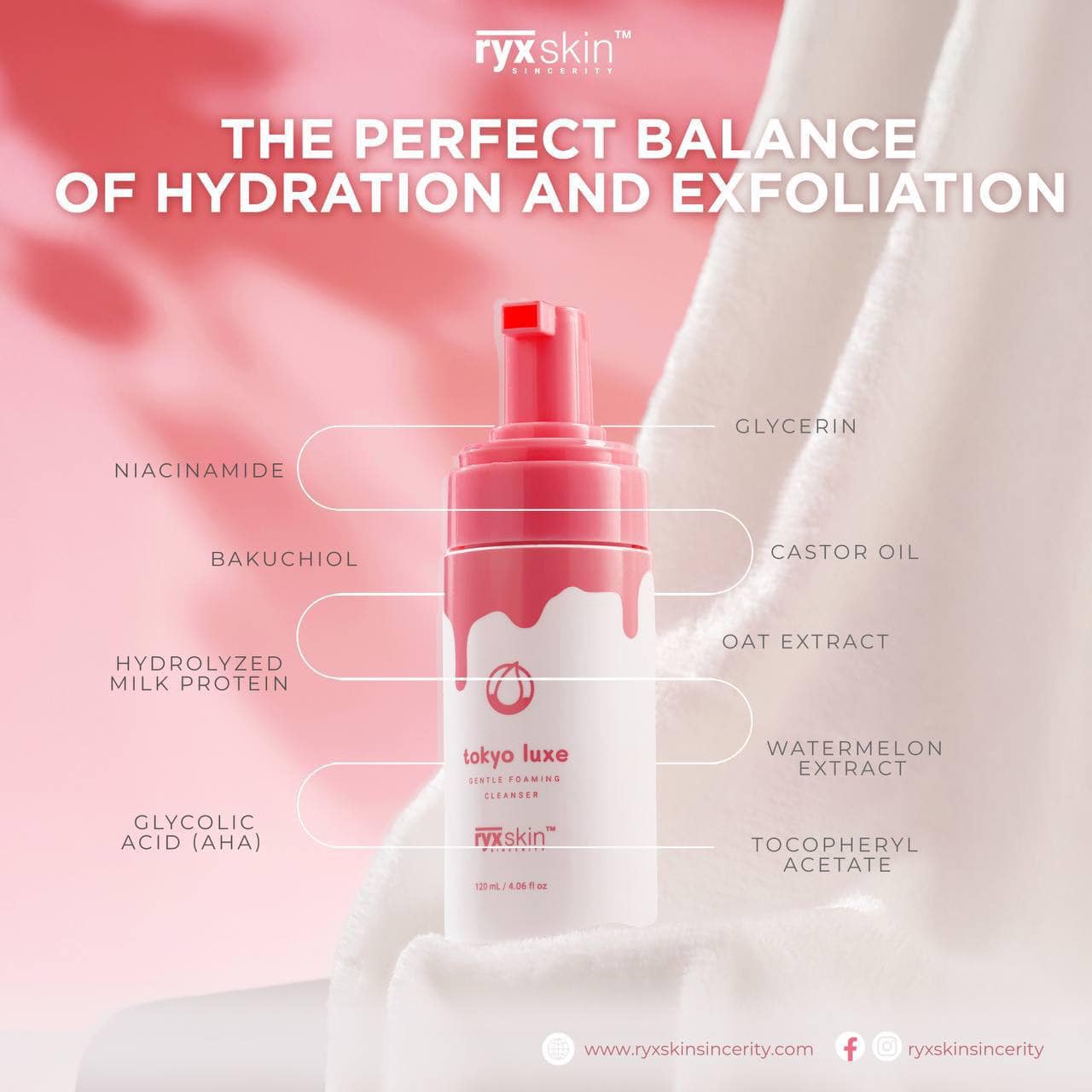 RYXSKIN Tokyo Luxe Gentle Foaming Cleanser 120ml