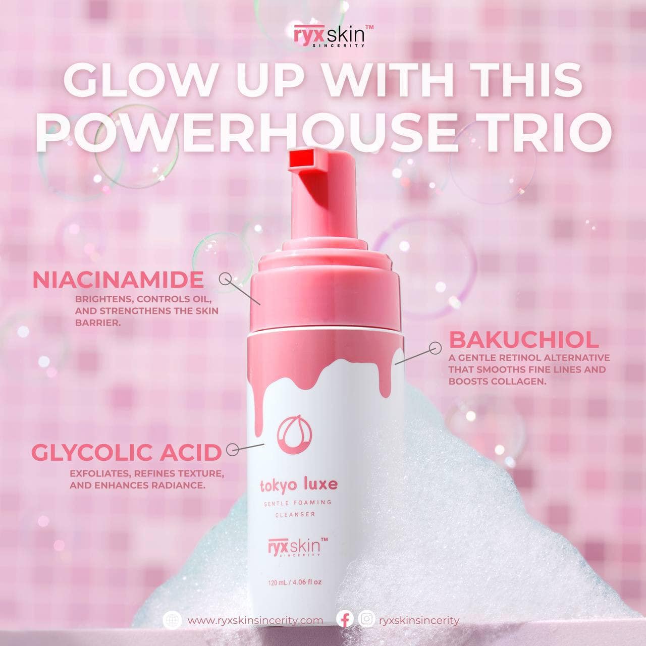 RYXSKIN Tokyo Luxe Gentle Foaming Cleanser 120ml