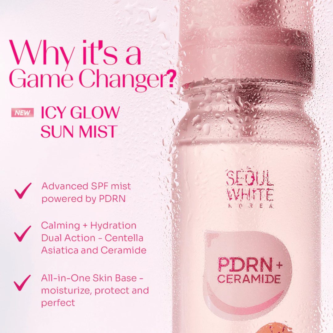 SEOUL WHITE KOREA Icy Glow Sun Mist (SPF50 PA++++, PDRN + Ceramide) 85ml