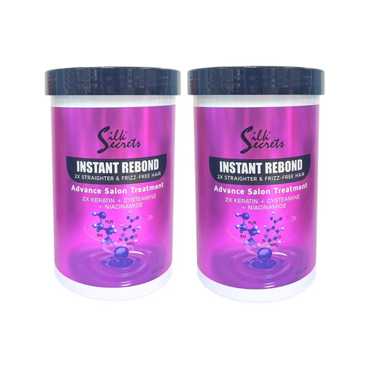 SILK SECRETS Instant Rebond (2x Straighter & Frizz-Free Hair) Advance Salon Treatment 650ml x 2 Tubs