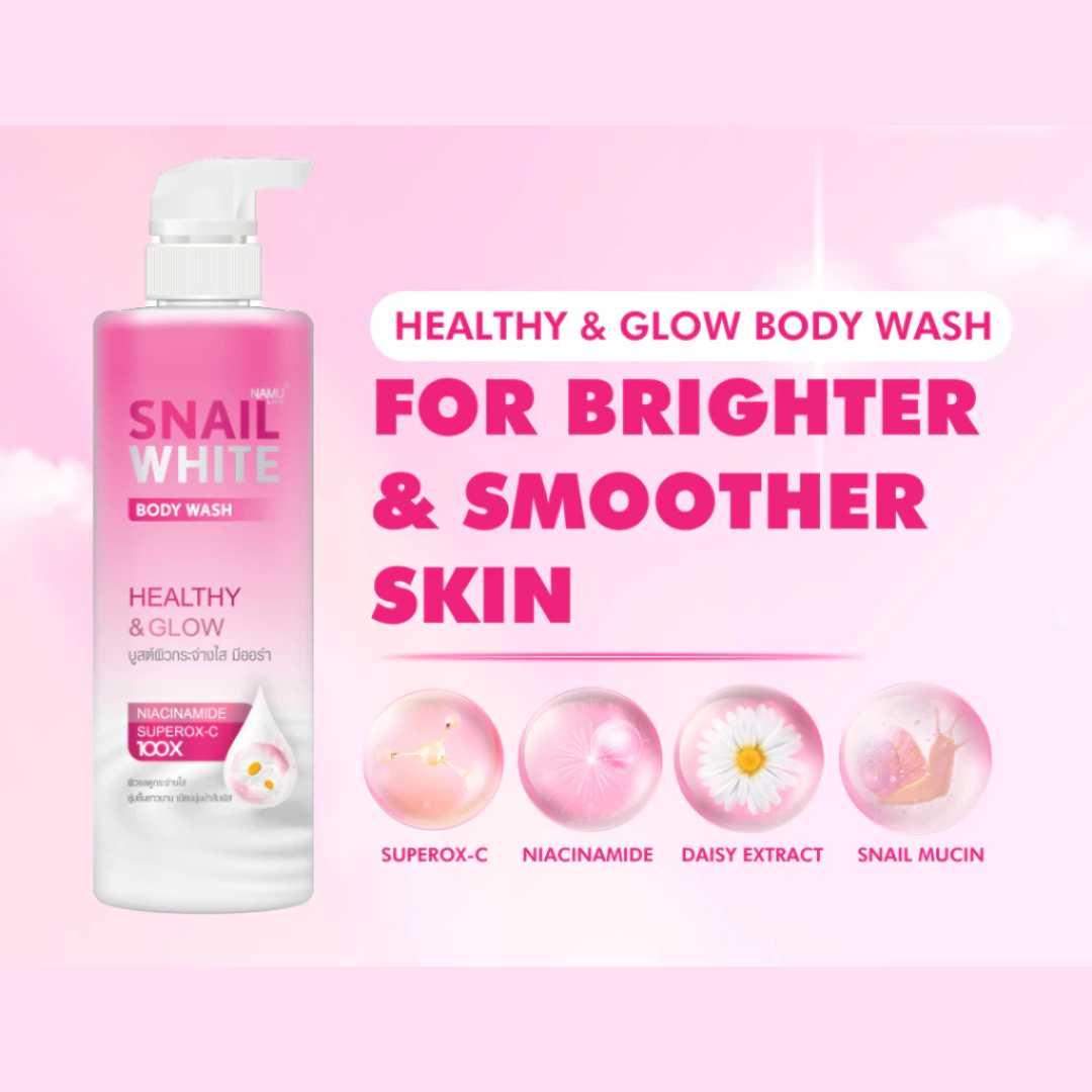 SNAILWHITE Body Wash (Healthy & Glow Niacinamide Superox-C 100x) by NAMU LIFE 500ml