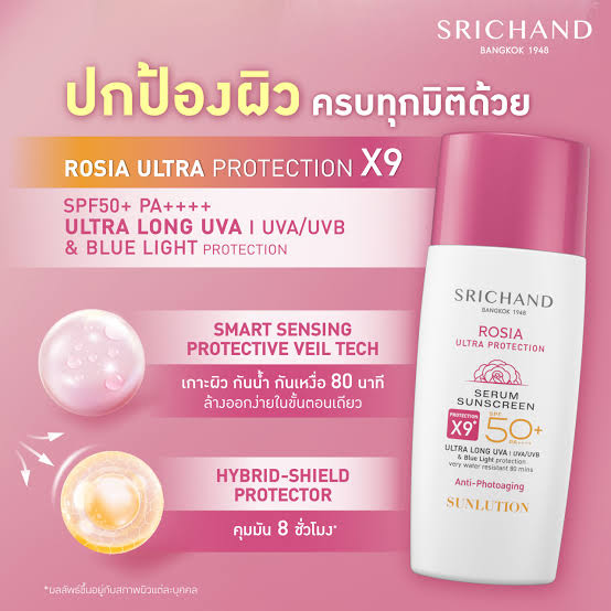 SRICHAND Serum Sunscreen SPF50+ PA++++ (Rosia, Anti-Photoaging) 40ml 