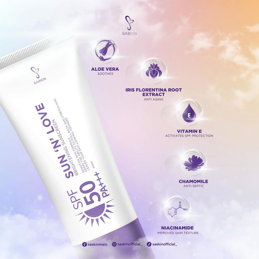 Saskin Sun n Love Brightening Sunscreen SPF50 PA+++ 60ml