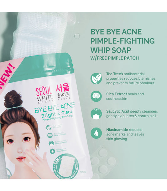 Seoul White Korea Bye Bye Acne Bright & Clear Pimple-Fighting Whip Soap 120g