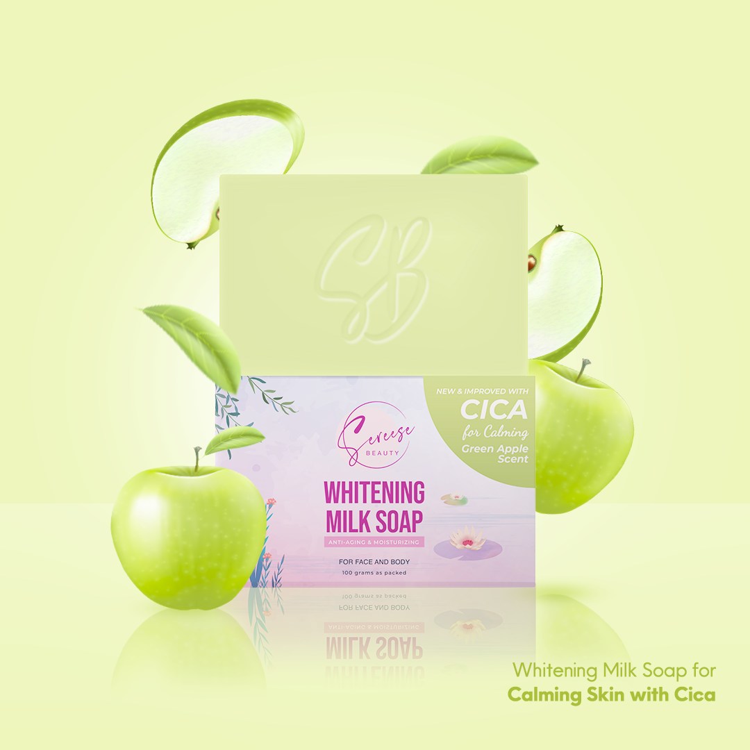 Sereese Beauty Whitening Milk Soap (Cica, Green Apple Scent) 100g