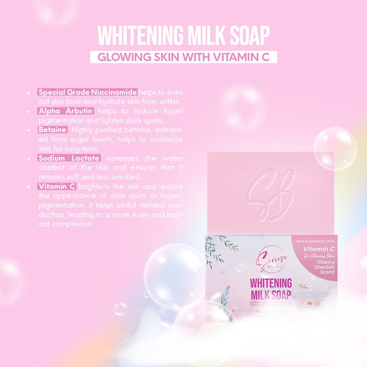 Sereese Beauty Whitening Milk Soap (Vitamin C, Cherry Sherbet Scent) 100g