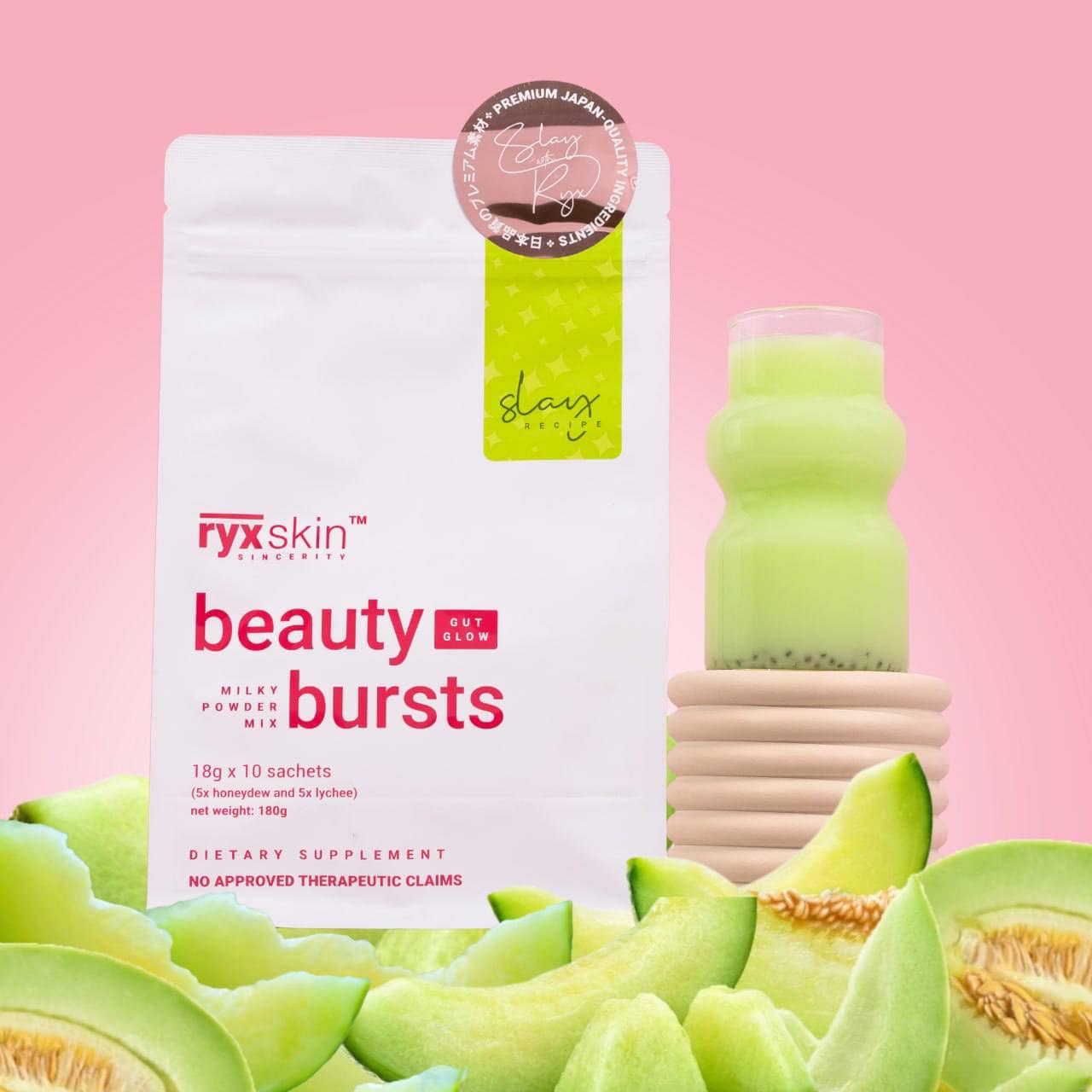 Slay Recipe Beauty Burst (Gut Glow) Milky Powder Mix by RyxSkin Sincerity (Net Weight 180g)