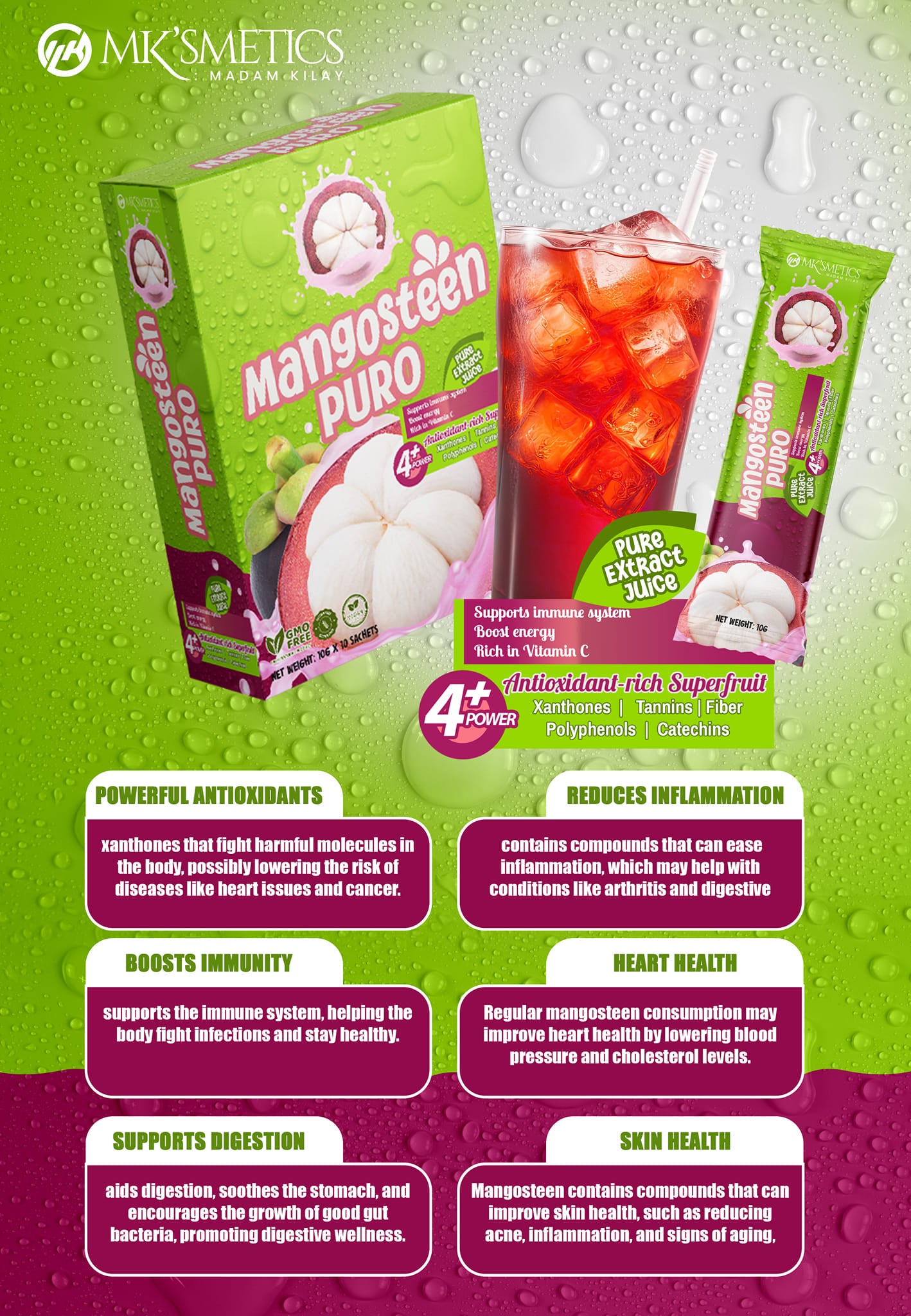 Slimming K Mangosteen Puro (Net Weight: 10g x 10 sachets)