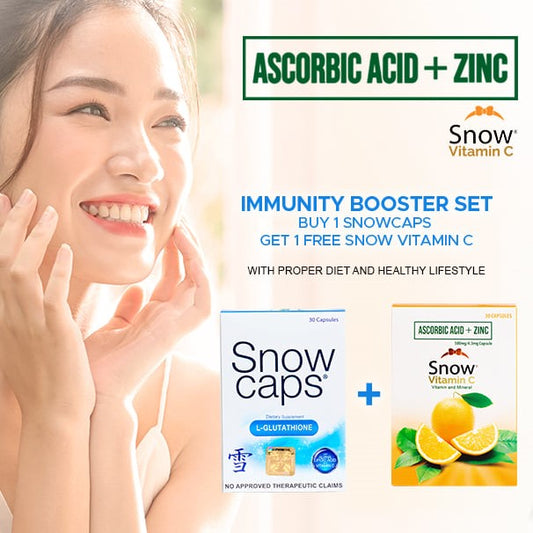 Snow Caps L- Glutathione Capsules (30s) with Snow Vitamin C Capsules (30s)