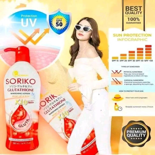 Soriko Glutathione (Bright Up & Glow) Whitening Lotion UV Protection SPF50++ 500ml