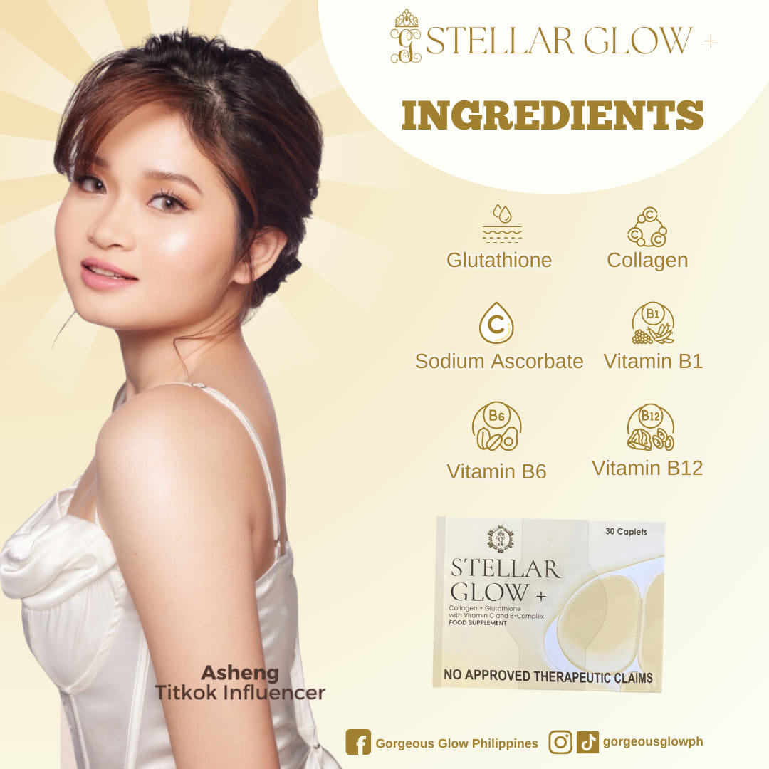 Stellar Glow + (Collagen, Glutathione, Vitamin C and B-Complex) by Gorgeous Glow | 30 Caplets